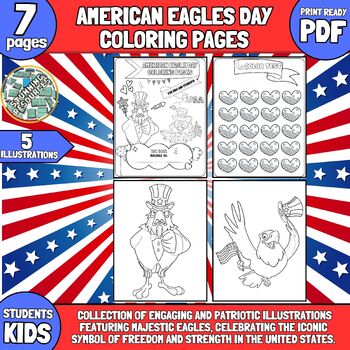 No prep end of year activities american eagles day patriotic coloring sheets