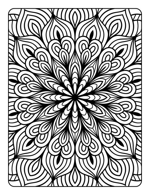 Premium vector mandala floral pattern coloring page for adults relaxation mandala coloring pages