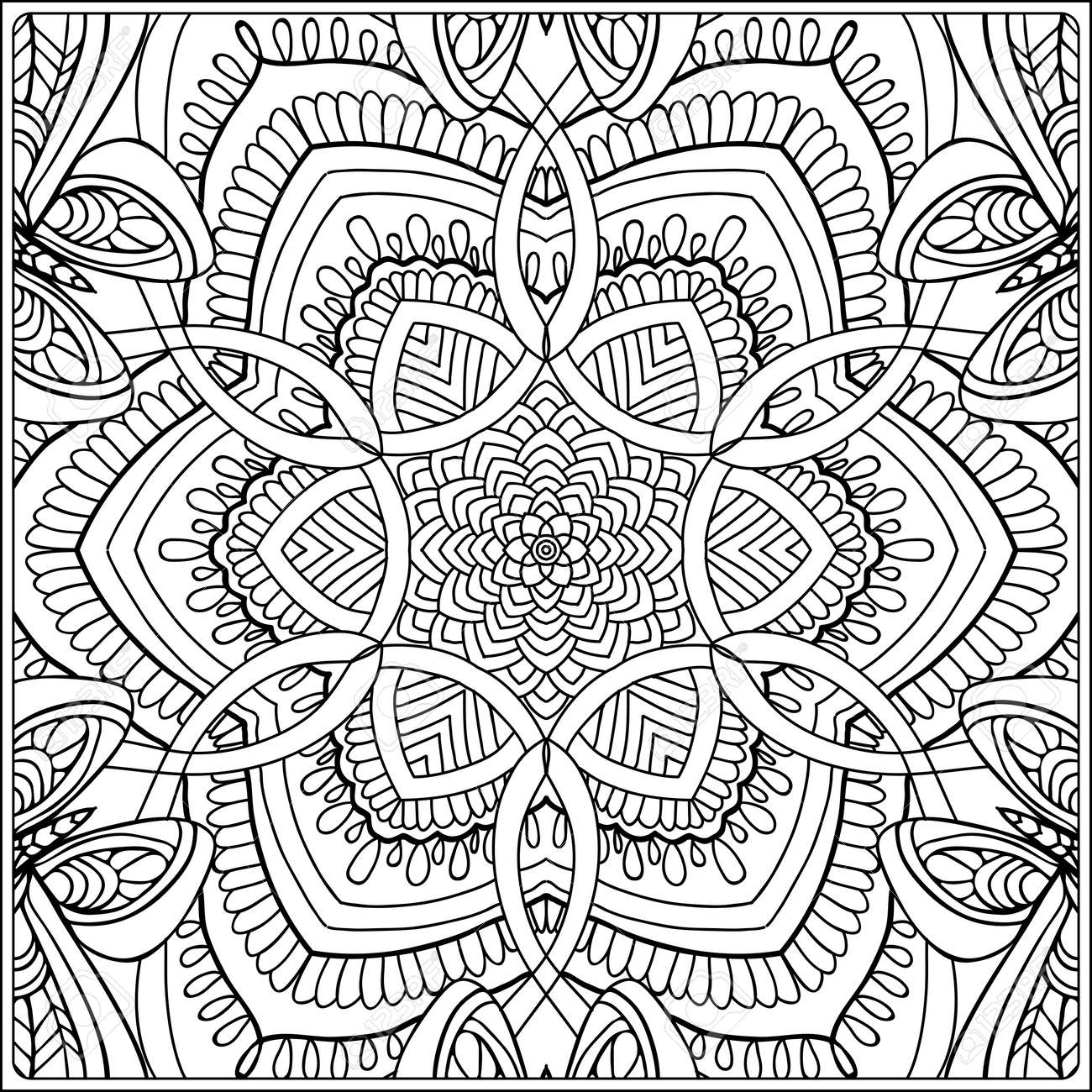 Seamless pattern outline hand drawing good for coloring page for the adult coloring book stock vector illustrationabstract vector decorative ethnic mandala black and white royalty free svg cliparts vectors and stock illustration