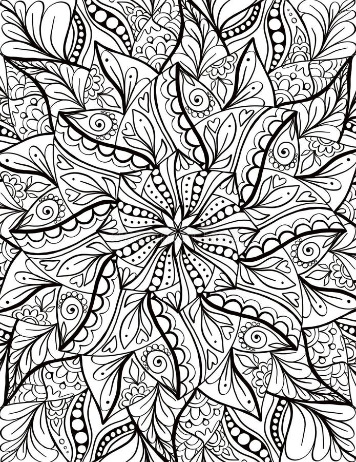 Mandala adult coloring book page zentangle style coloring page stock vector