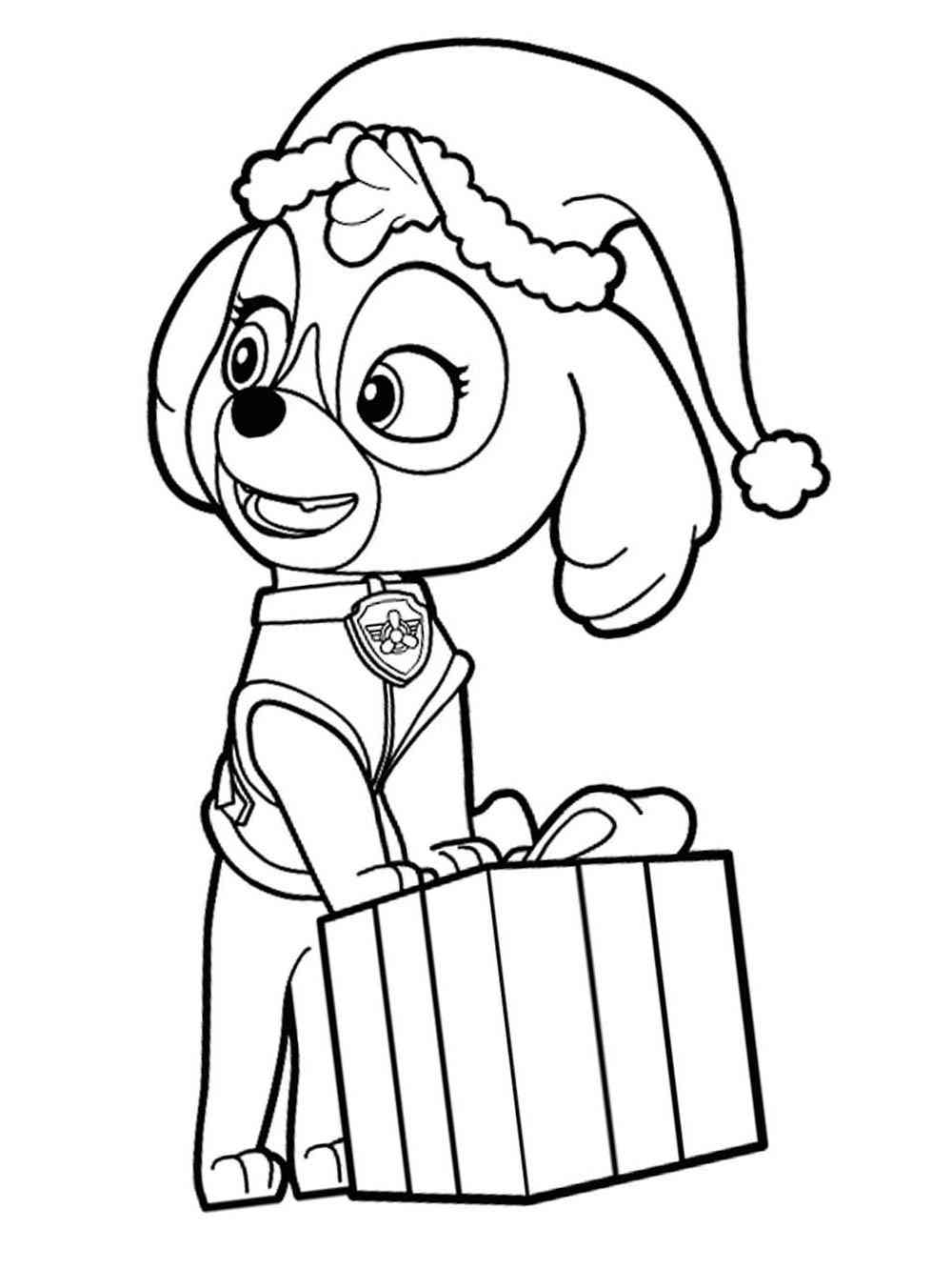 Paw patrol christmas coloring page