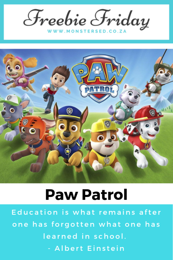 Freebie friday paw patrol printables