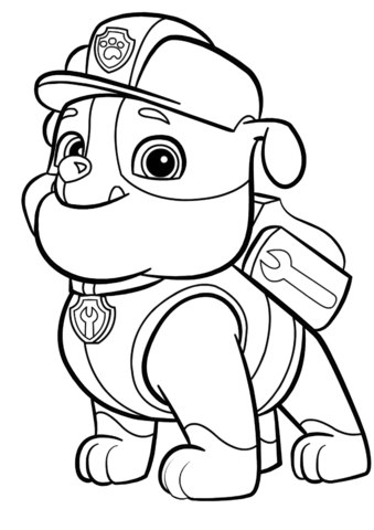 Paw patrol rubble coloring page free printable coloring pages