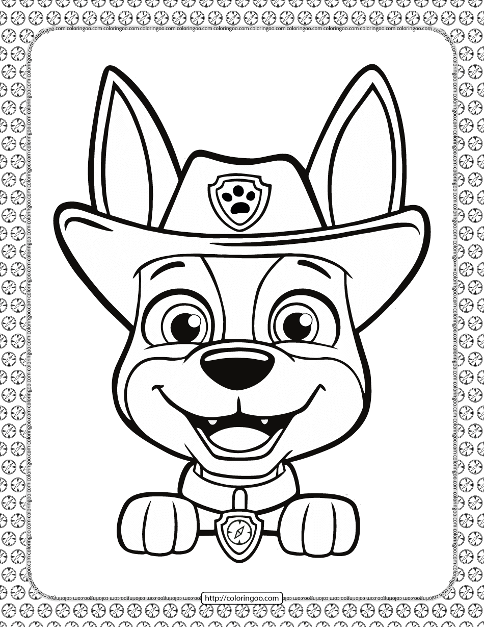 Printable paw patrol tracker head coloring page paw patrol coloring pages paw patrol coloring paw patrol tracker