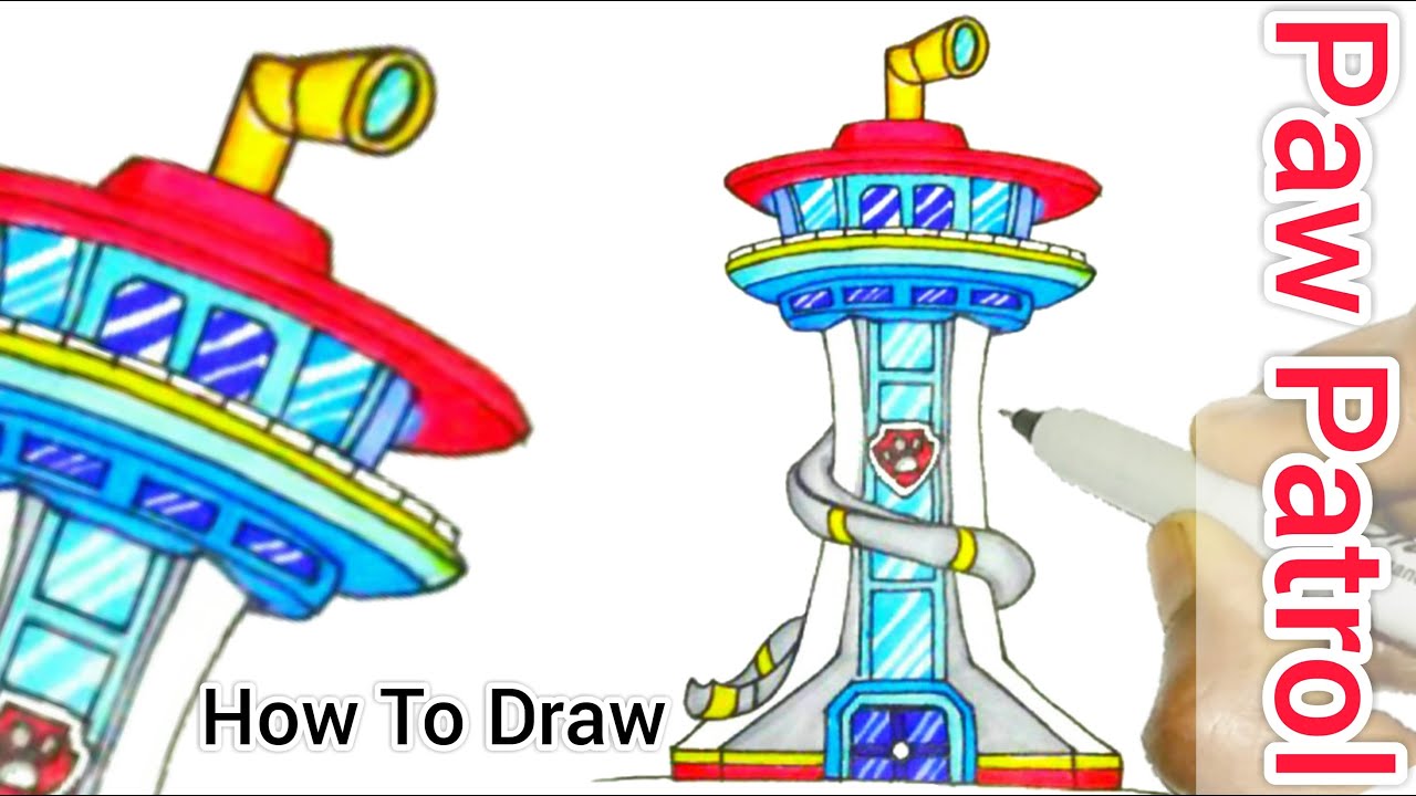Paw patrol lookout tower how to draw paw patrol lookout tower easy