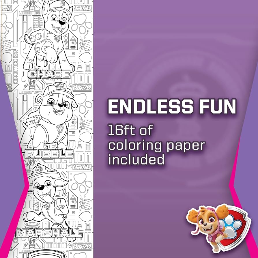 Lollipop paw patrol activity coloring table with art paper roll plastic desk holder crayons stickers