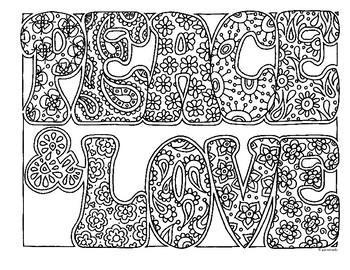 Peace love zentangle coloring page by pamela kennedy tpt