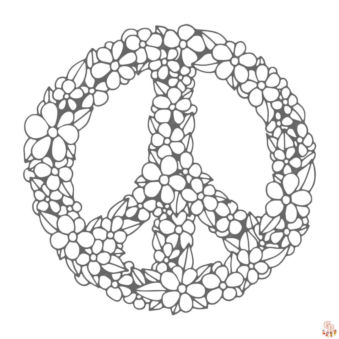 Printable peace sign coloring pages free for kids and adults