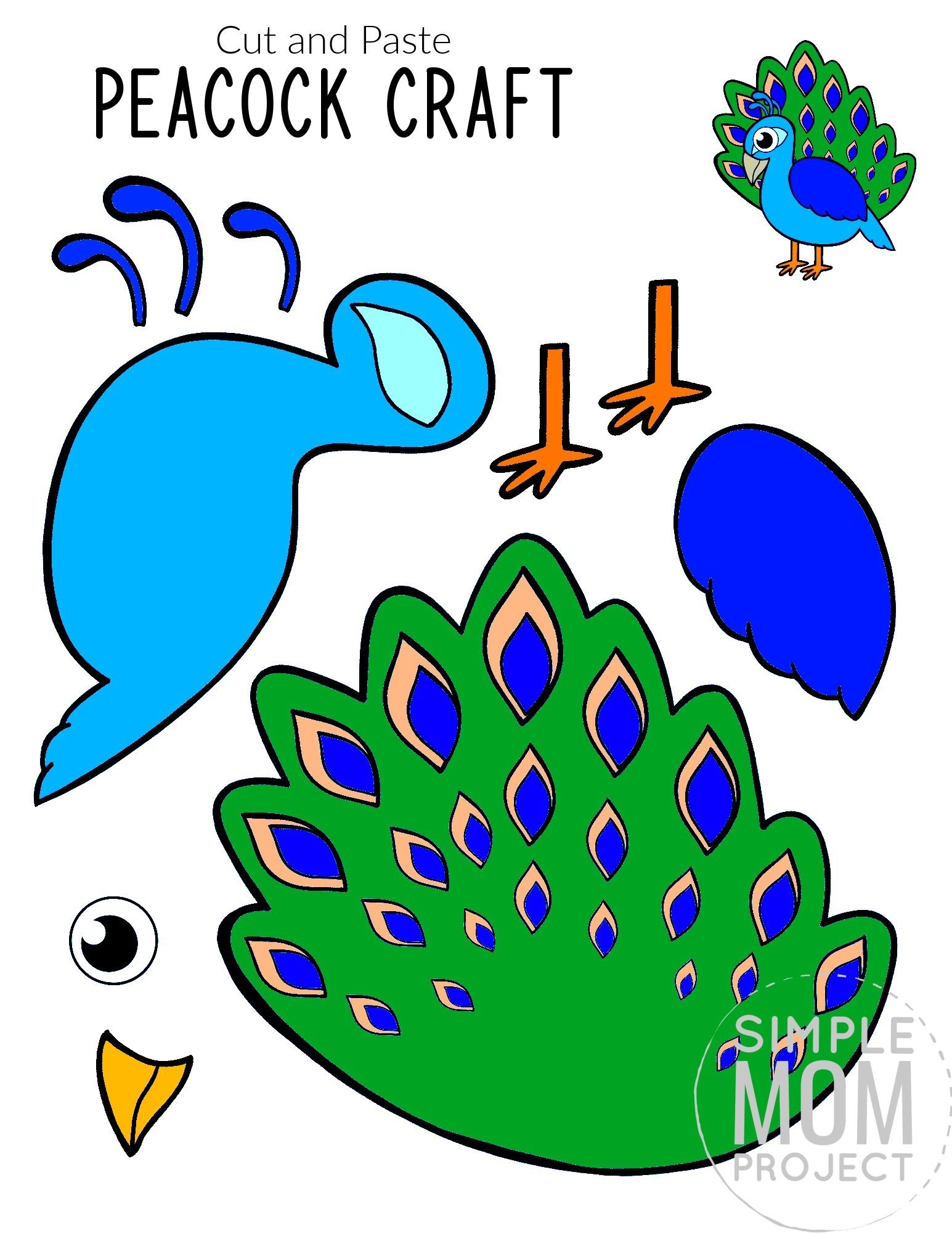 Free printable peacock craft with peacock template â simple mom project