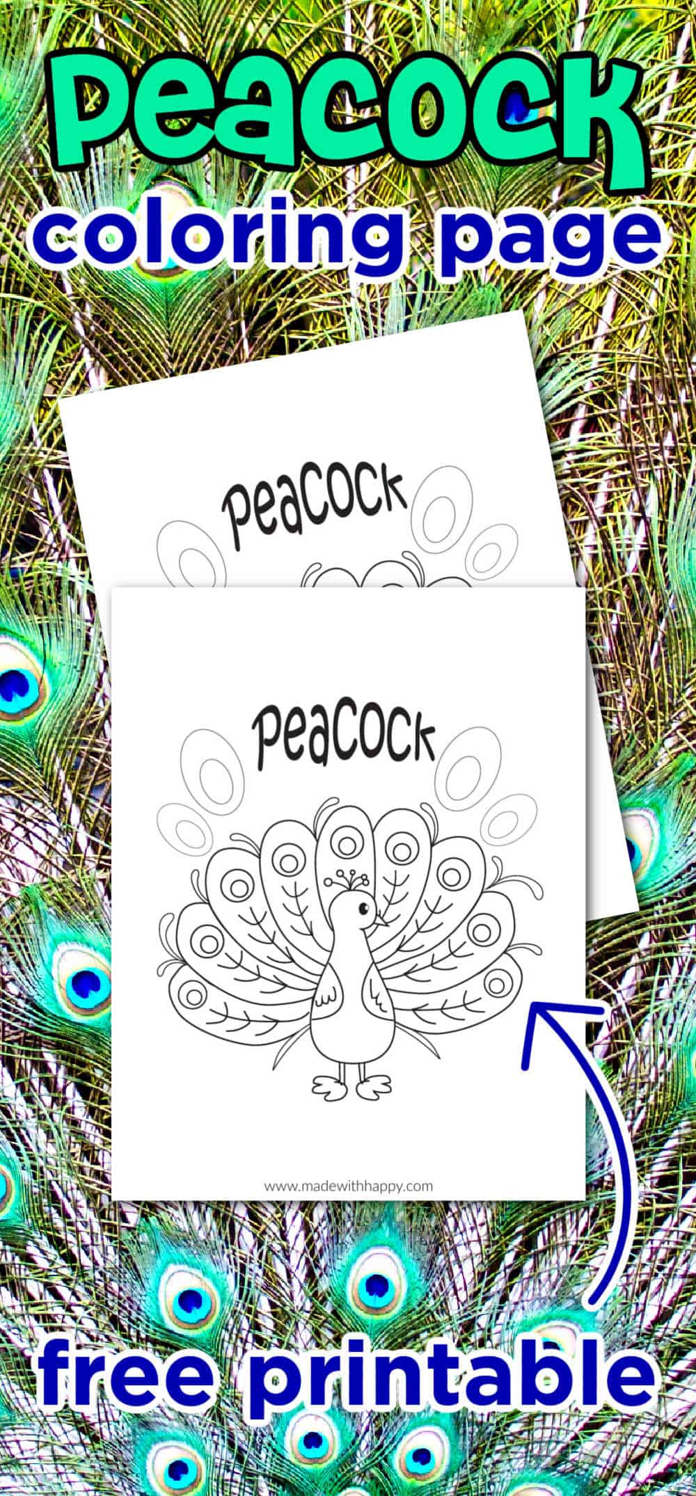 Free printable peacock coloring page