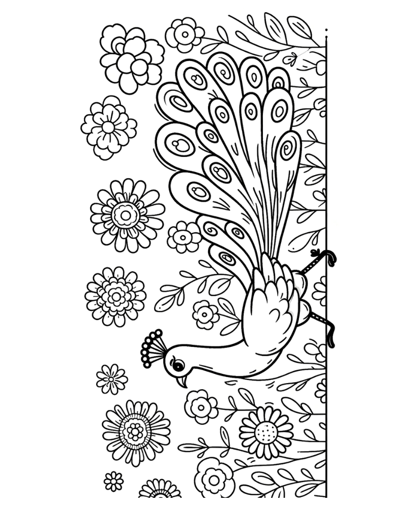 Free peacock coloring pages for kids