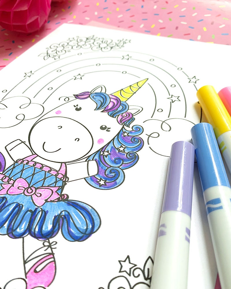 Cute unicorn coloring pages and printables