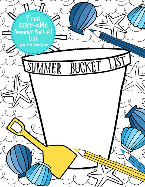 Free summer bucket list coloring page