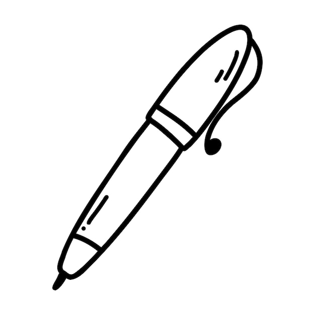 Premium vector hand drawn doodle of pen icon vector sketch illustration of black outline writing school supplies office stationery for print coloring page kids design logo