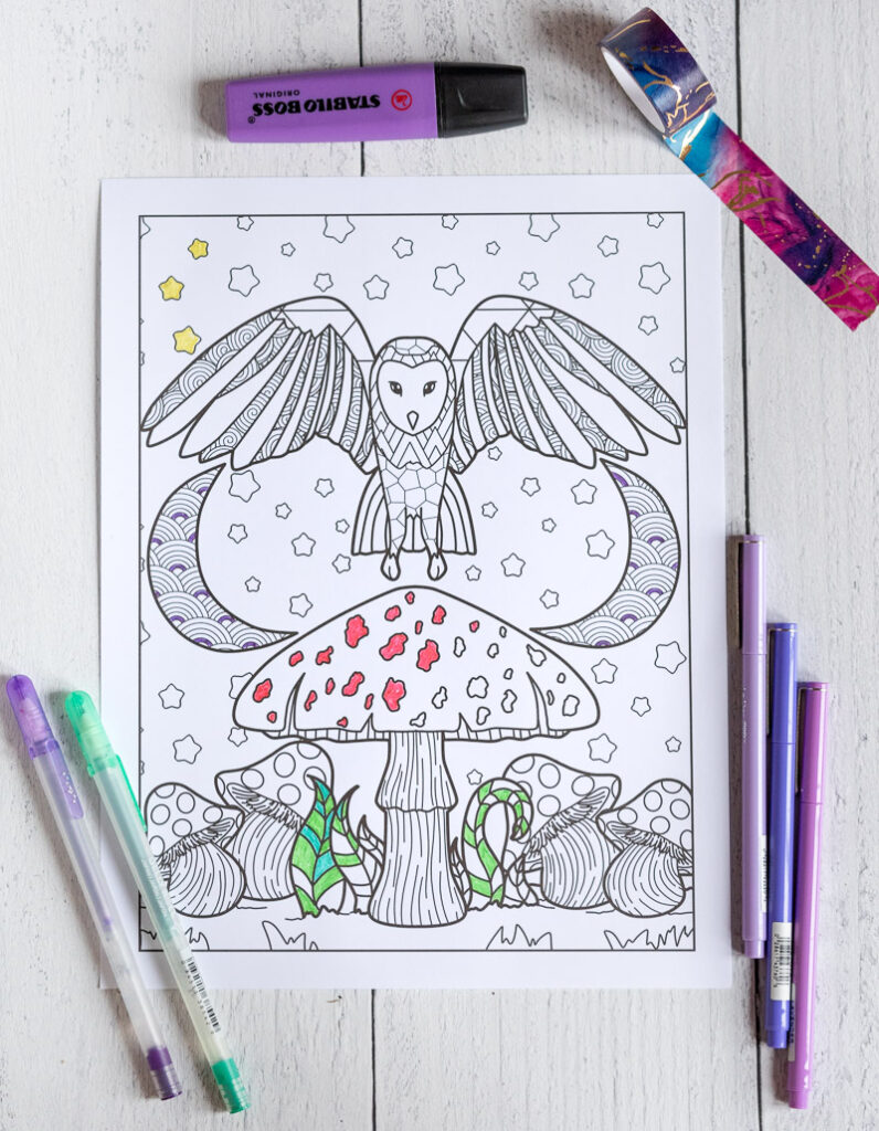 Free printable cute forest mushroom coloring pages