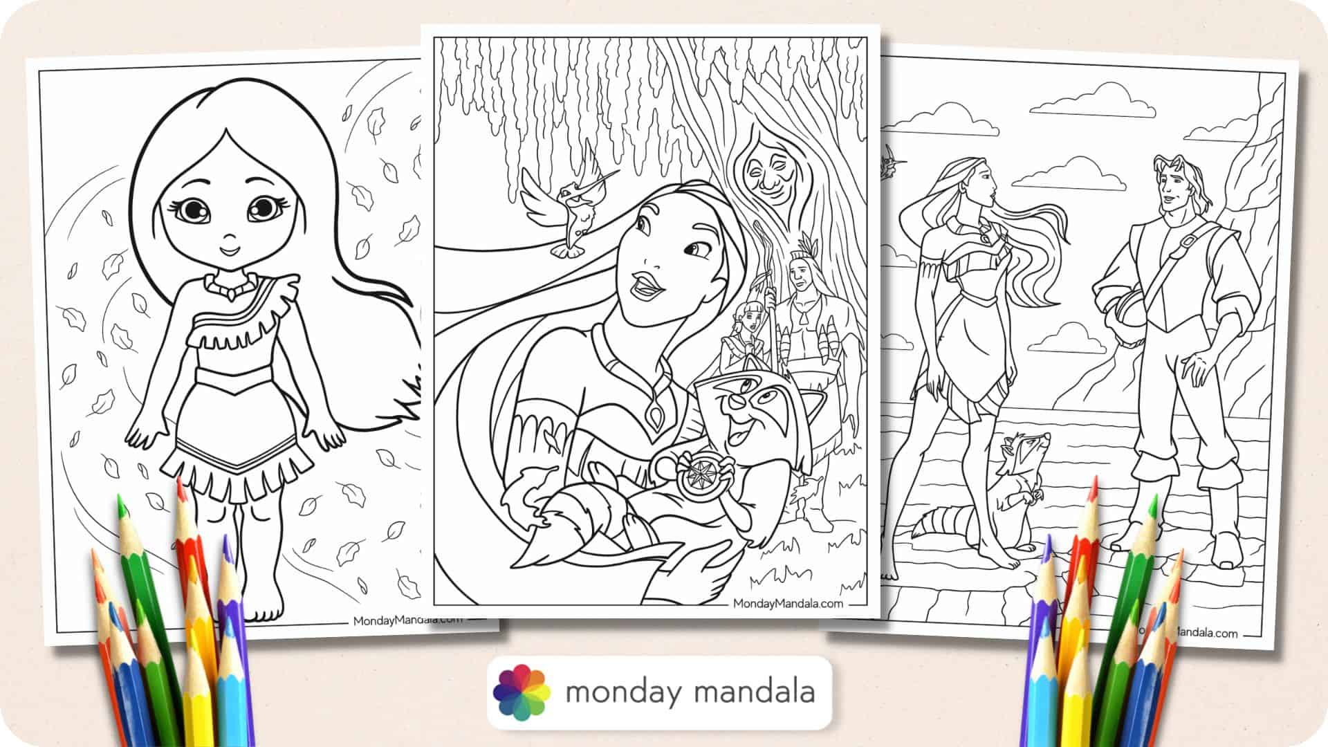 Pocahontas coloring pages free pdf printables
