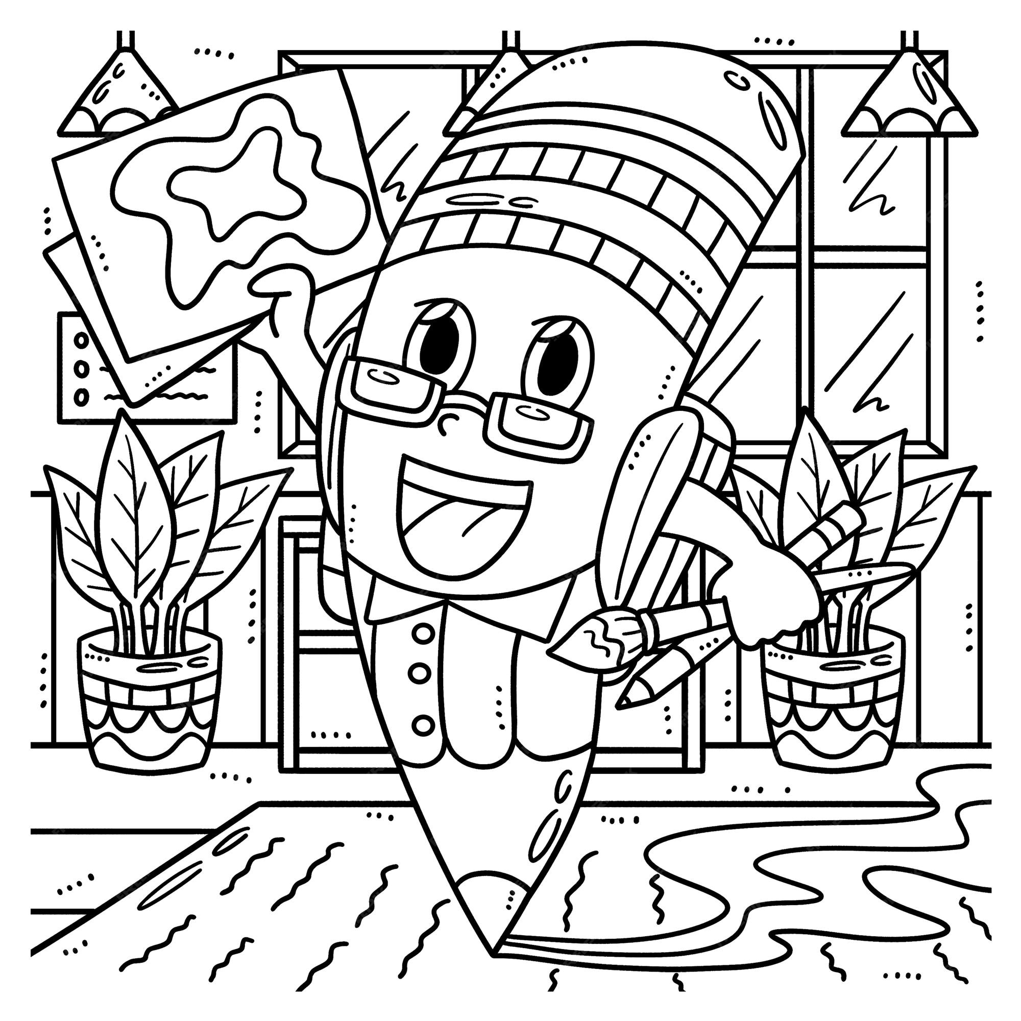 Premium vector back to school giant pencil isolated coloring page