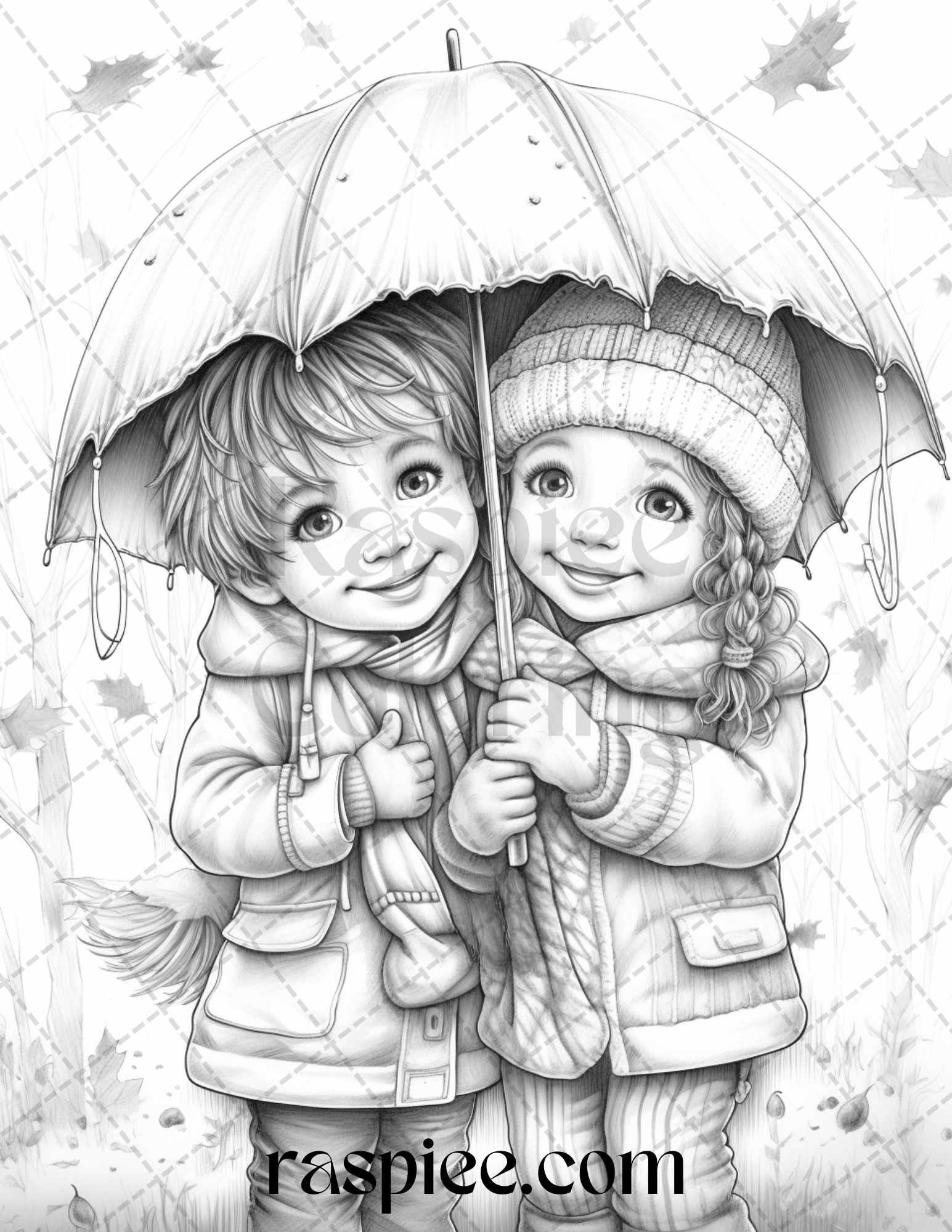Rainy autumn day grayscale coloring pages printable for adults and â coloring