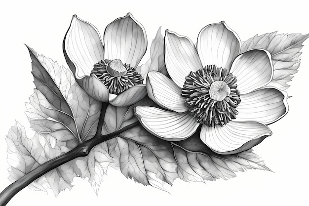 Premium ai image cranberry flower coloring page printable coloring pencil sketch coloring template
