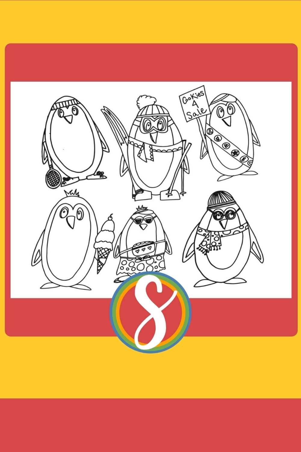 Free penguin coloring pages â stevie doodles