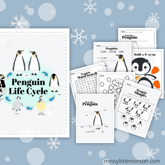 Penguin printable activities â messy little monster shop