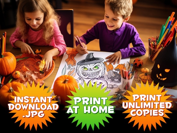Instant halloween fun coloring pages pennywise clown it download print at home unlimited copies horror movie book surprise