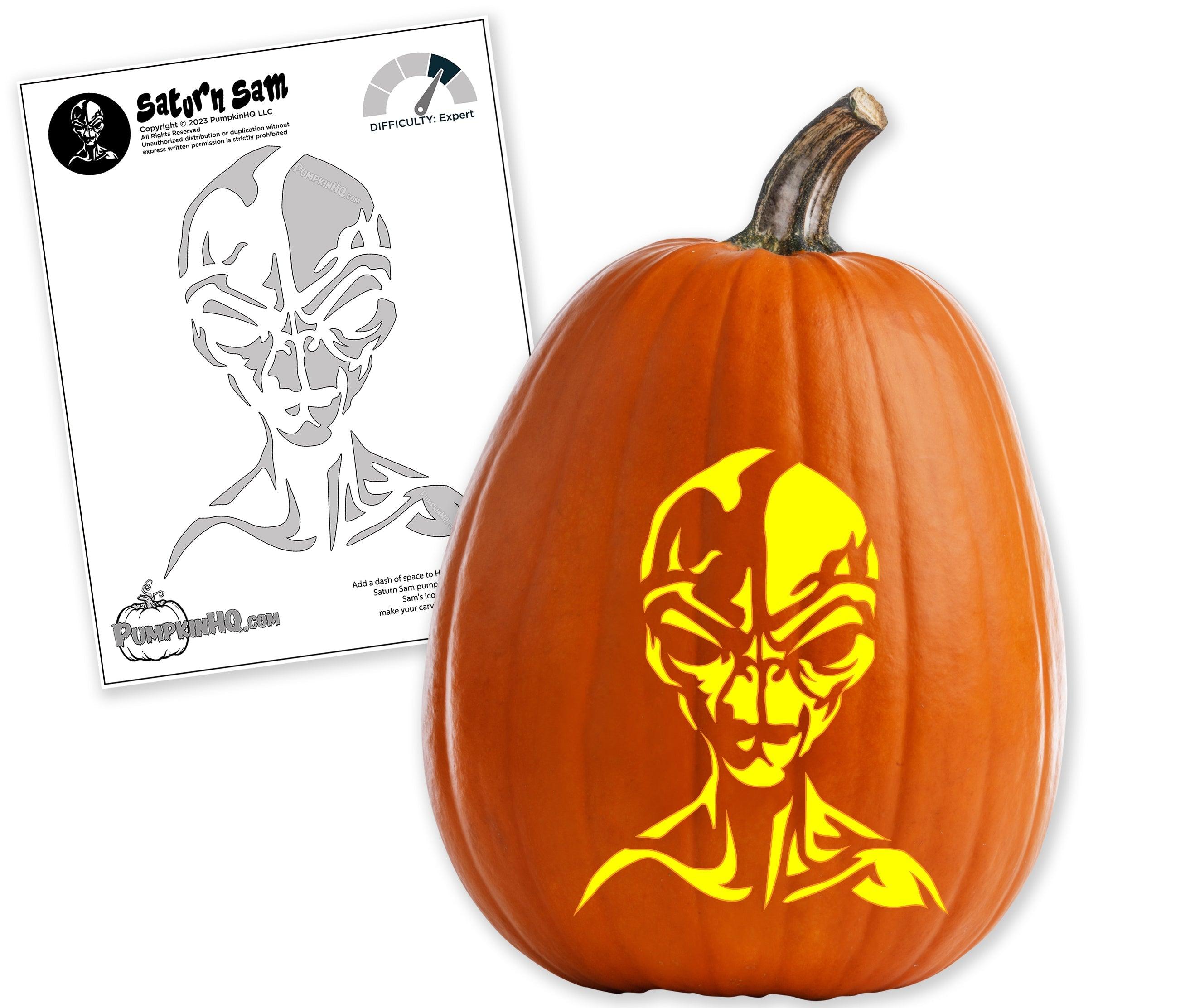 Alien ining pumpkin carving stencil
