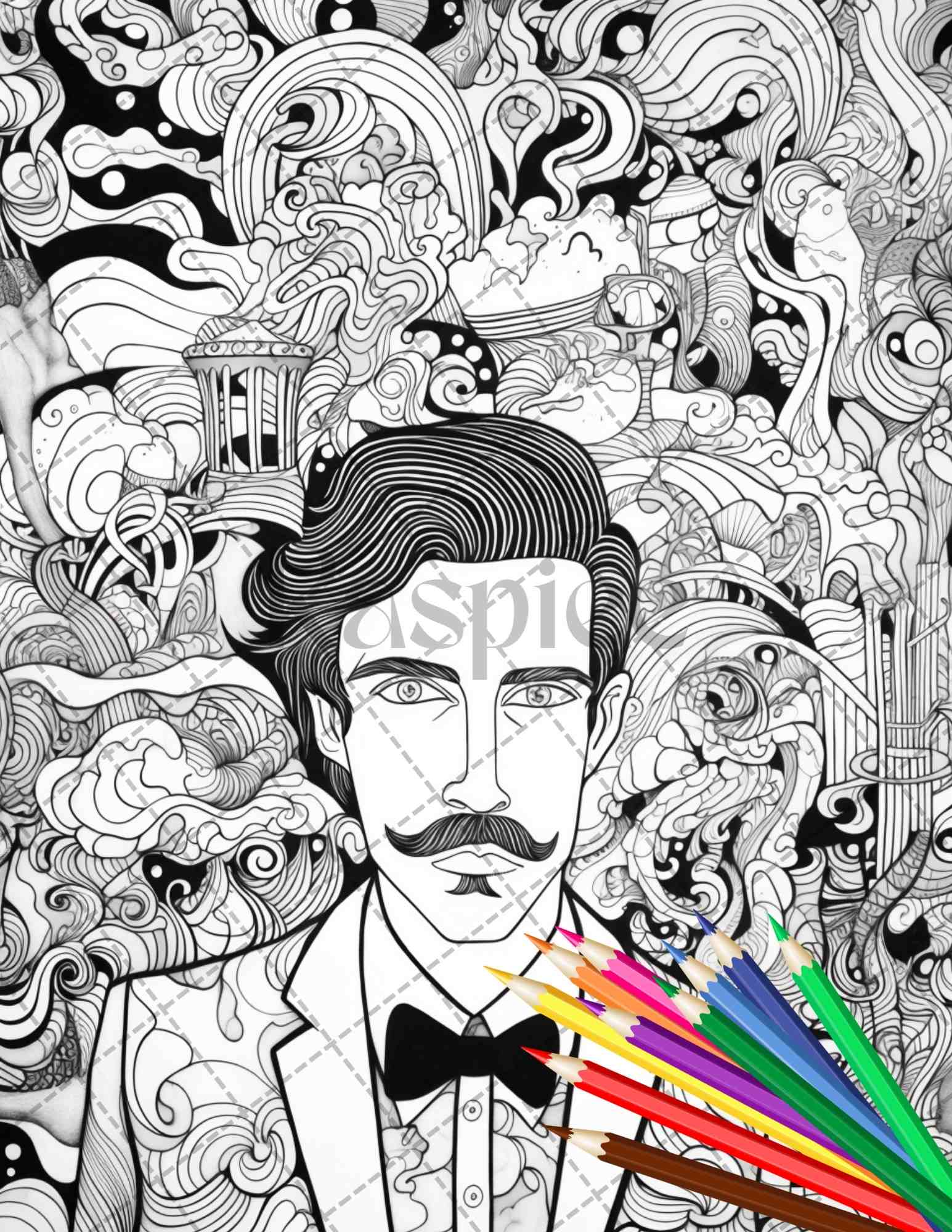 Psychedelic trippy coloring book printable for adults grayscale color â coloring