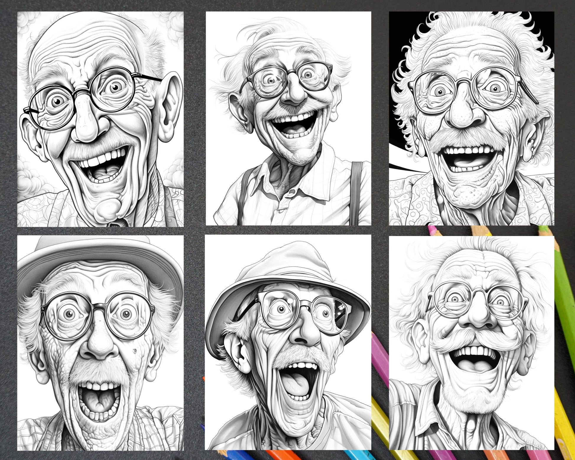 Funny grandpa grayscale coloring pages for adults printable pdf in â coloring