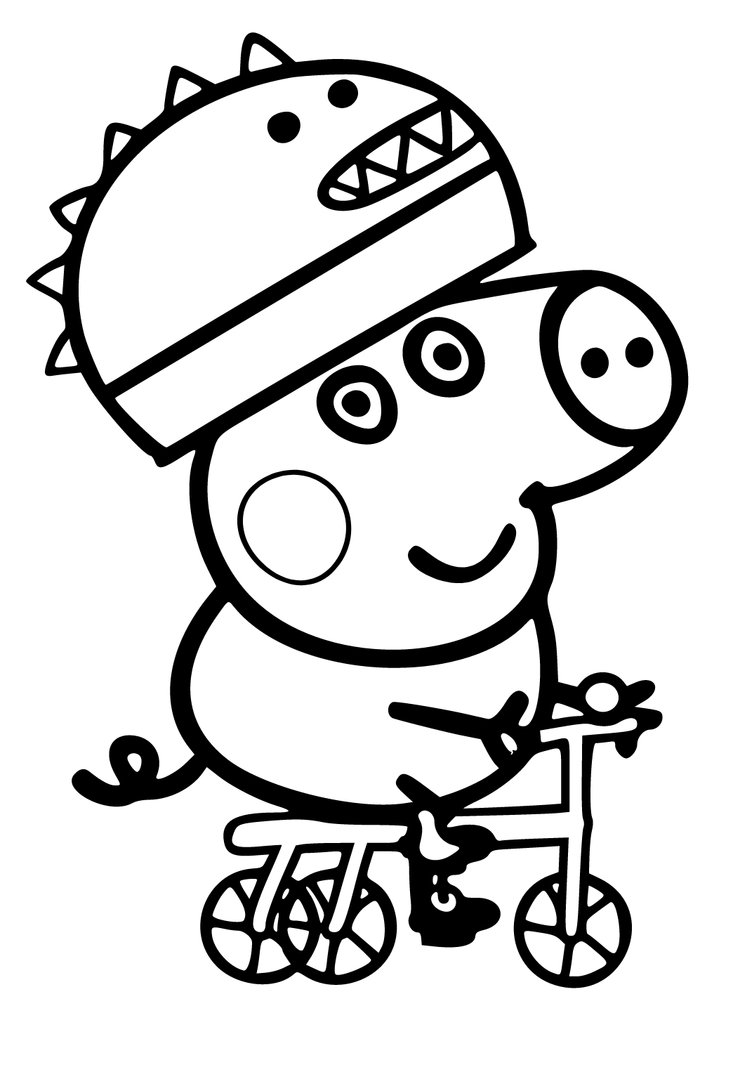 Free printable peppa pig dinosaur coloring page for adults and kids