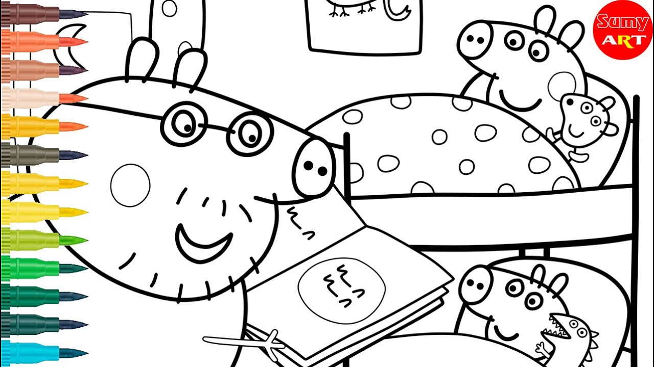 Peppa pig coloring pages bedtime coloring for kids