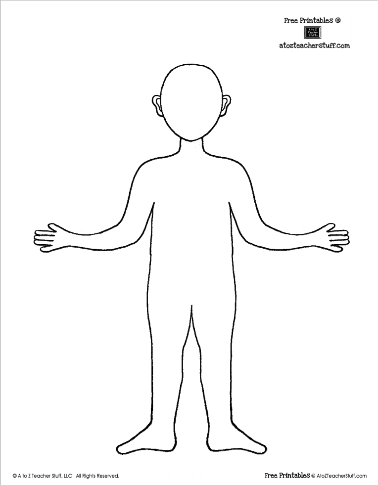 Body template outline boy or girl a to z teacher stuff printable pages and worksheets