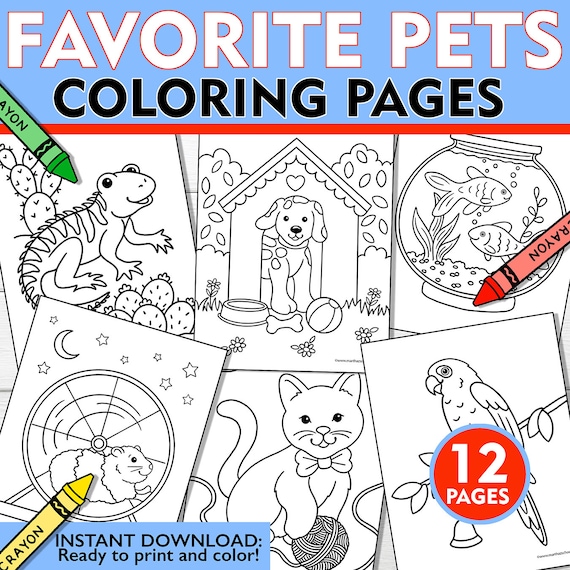 Pets coloring pages pet friends coloring pages favorite pets coloring sheets pets coloring pages printable instant download pet coloring instant download