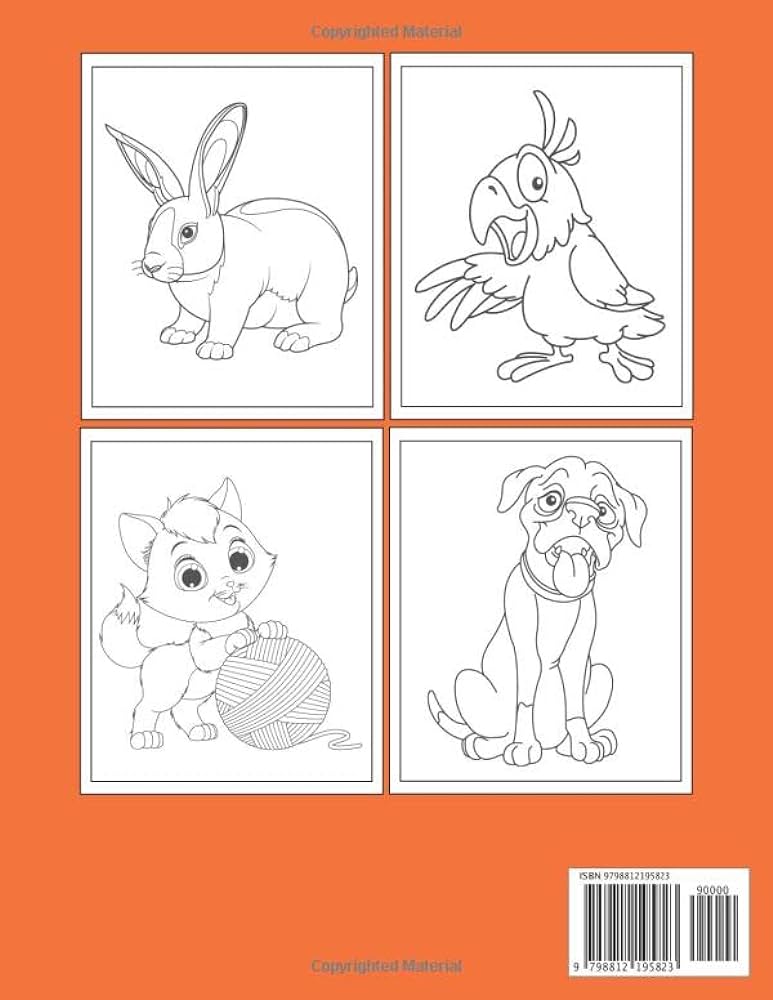 Cute pets coloring book for kids fun and easy coloring pages in cute style with dog cat hamsters fish turtles guinea pigs birds and many more for boys girls kids ages