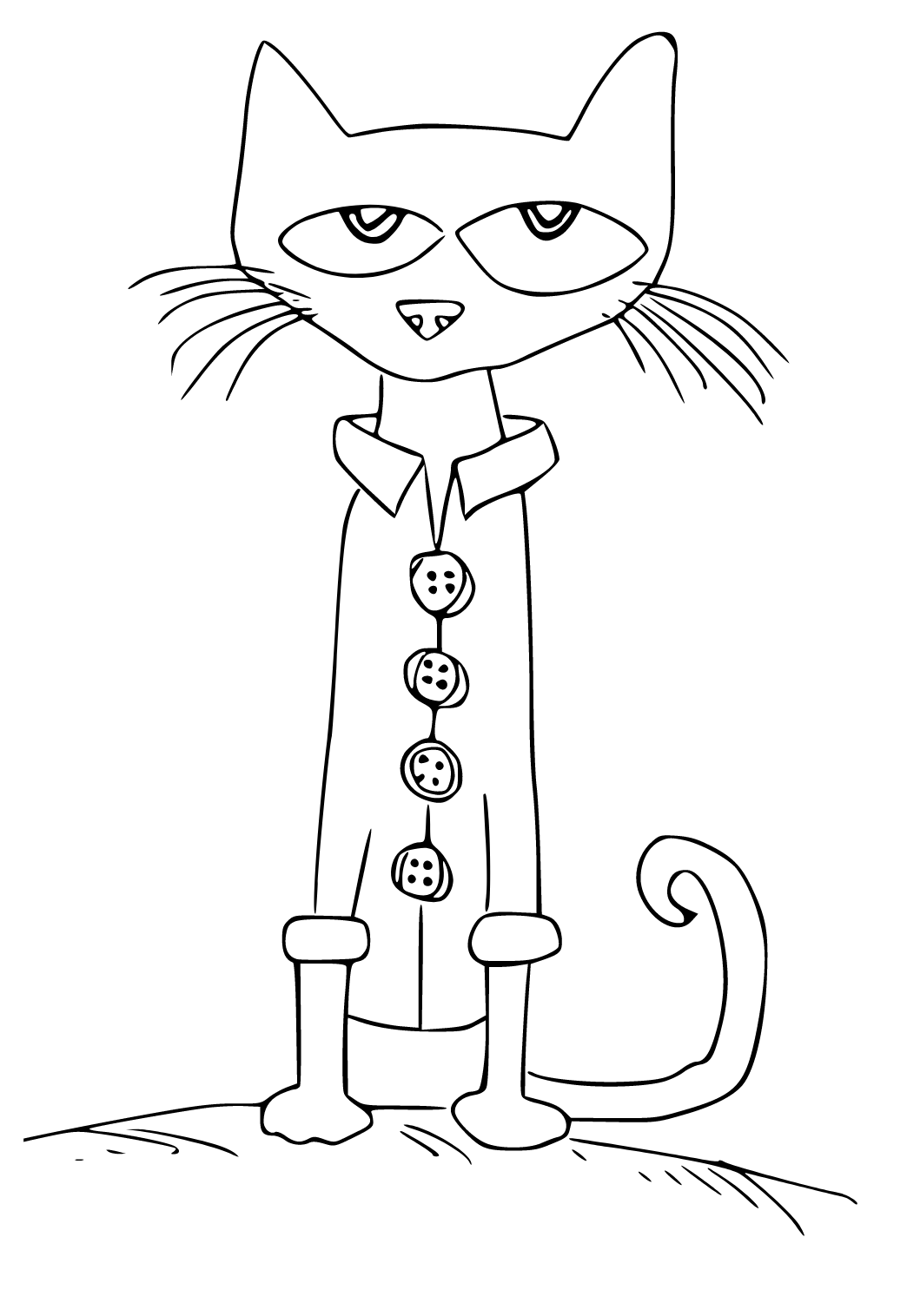 Free printable pete the cat shirt coloring page sheet and picture for adults and kids girls and boys
