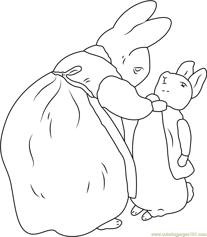 Beatrix potter and peter rabbit coloring page for kids