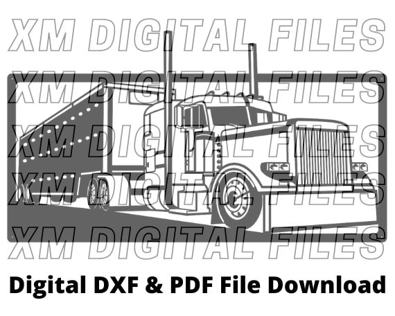 Peterbilt truck dxf file dxf digital download scaled dxf file wall art file downloadable file instant download dxf file cutting file instant download