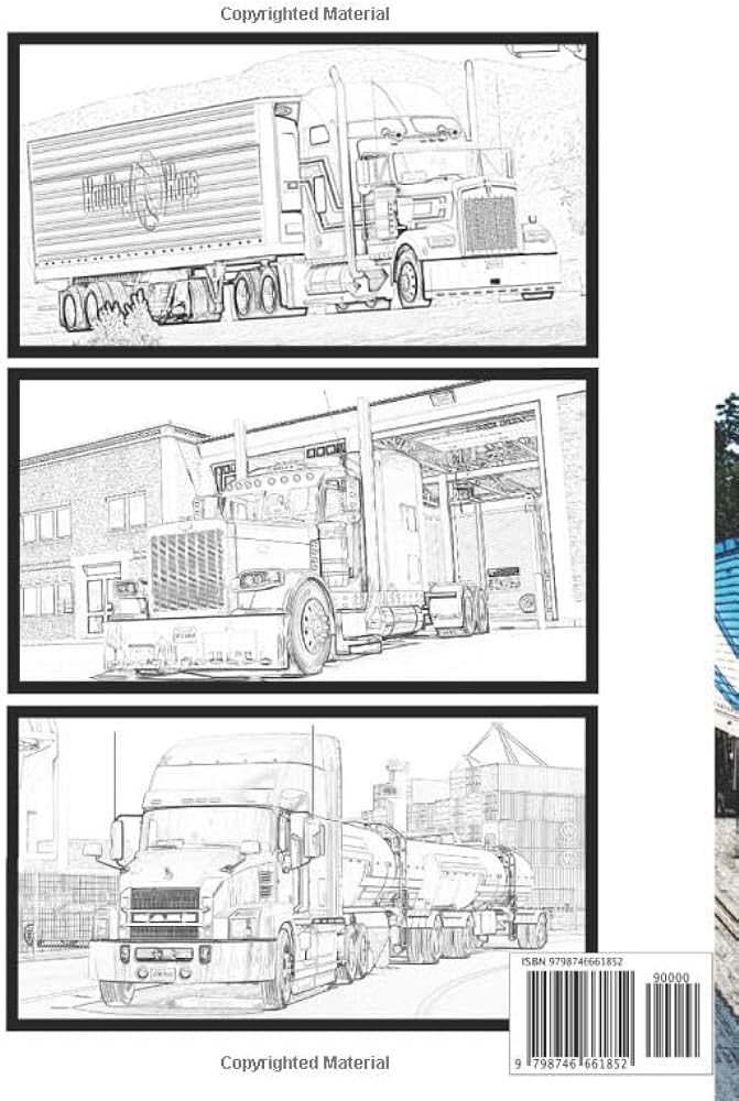 American trucks colourg book for adults unique lorries semi