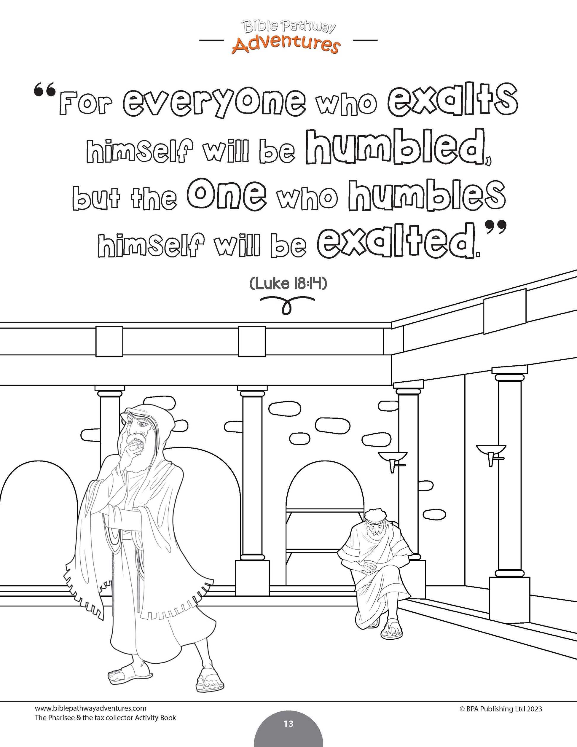 Parable of the pharisee the tax collector activity book pdf â bible pathway adventures