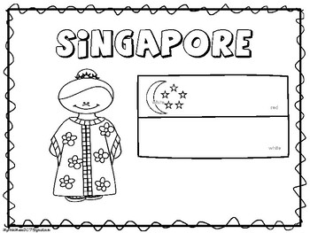 Clothing and flags around the world coloring pages for asia flag with boygirl