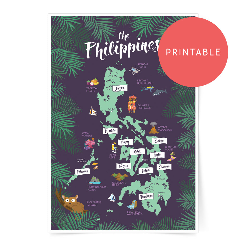 Map of the ilippines printable wall art poster â art souvenirs