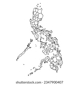 Outline sketch map philippines states cities stock vector royalty free
