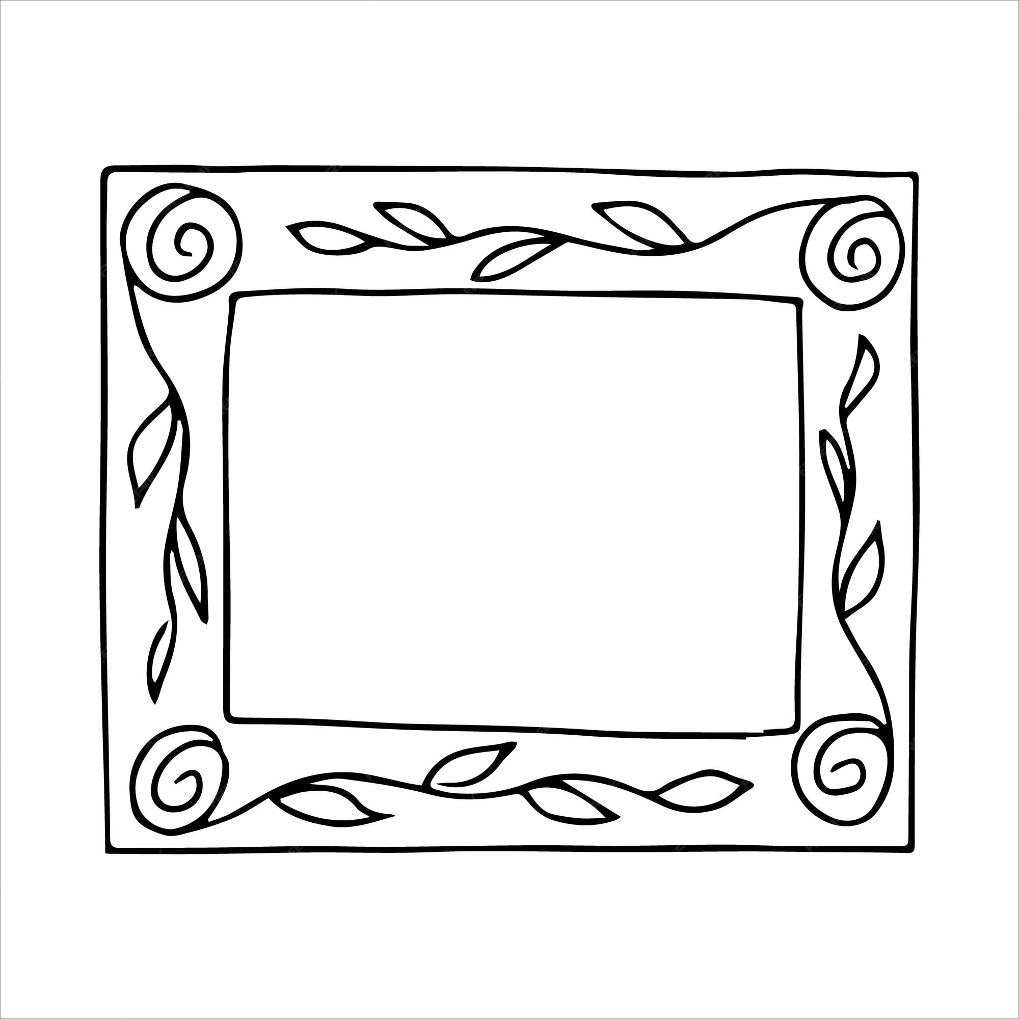 Premium vector hand drawn doodle style rectangular frame black and white vector illustration