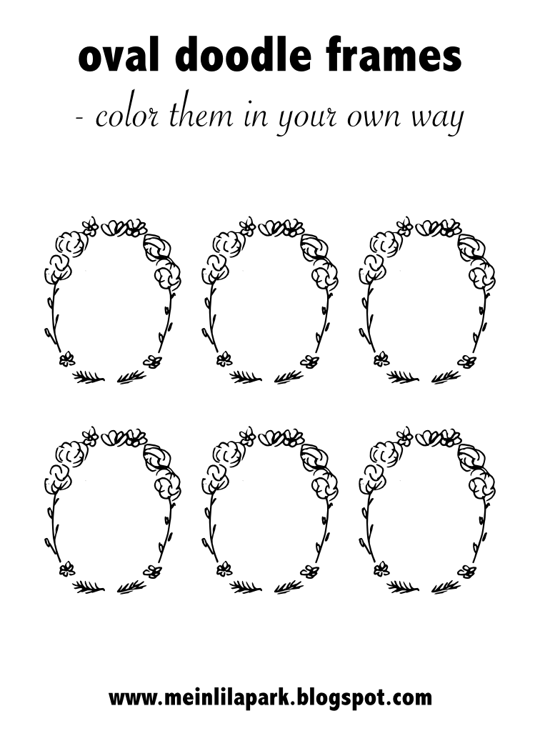 Free printable oval diy doodle frames