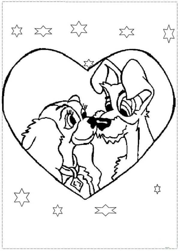 Photo of lovers in a frame coloring page