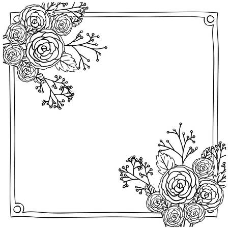 Flower frame coloring page stock illustrations cliparts and royalty free flower frame coloring page vectors