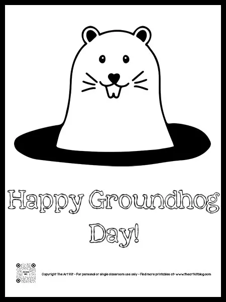 Cute happy groundhog day coloring page â the art kit