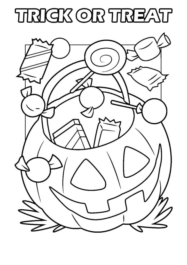 Trick or treat candy coloring page