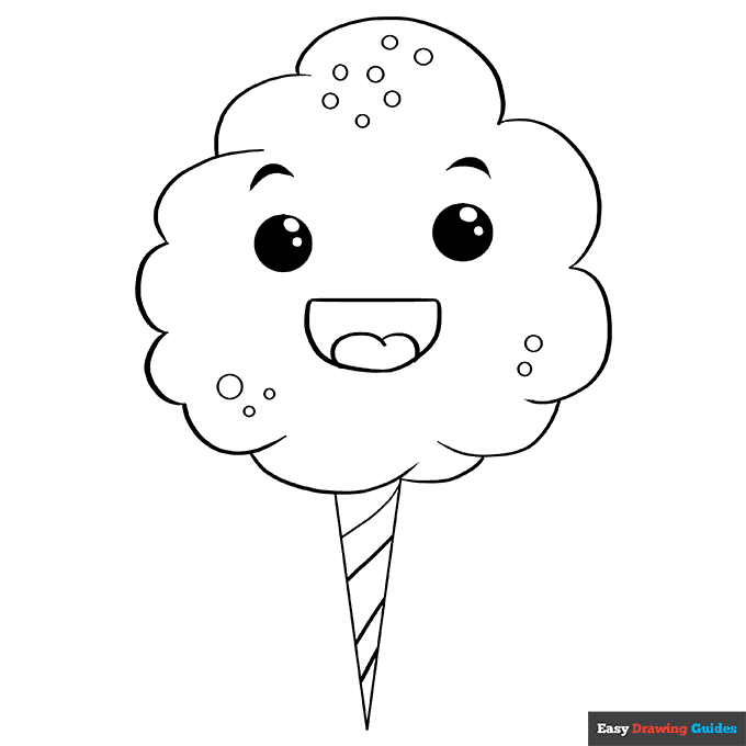 Cotton candy coloring page easy drawing guides