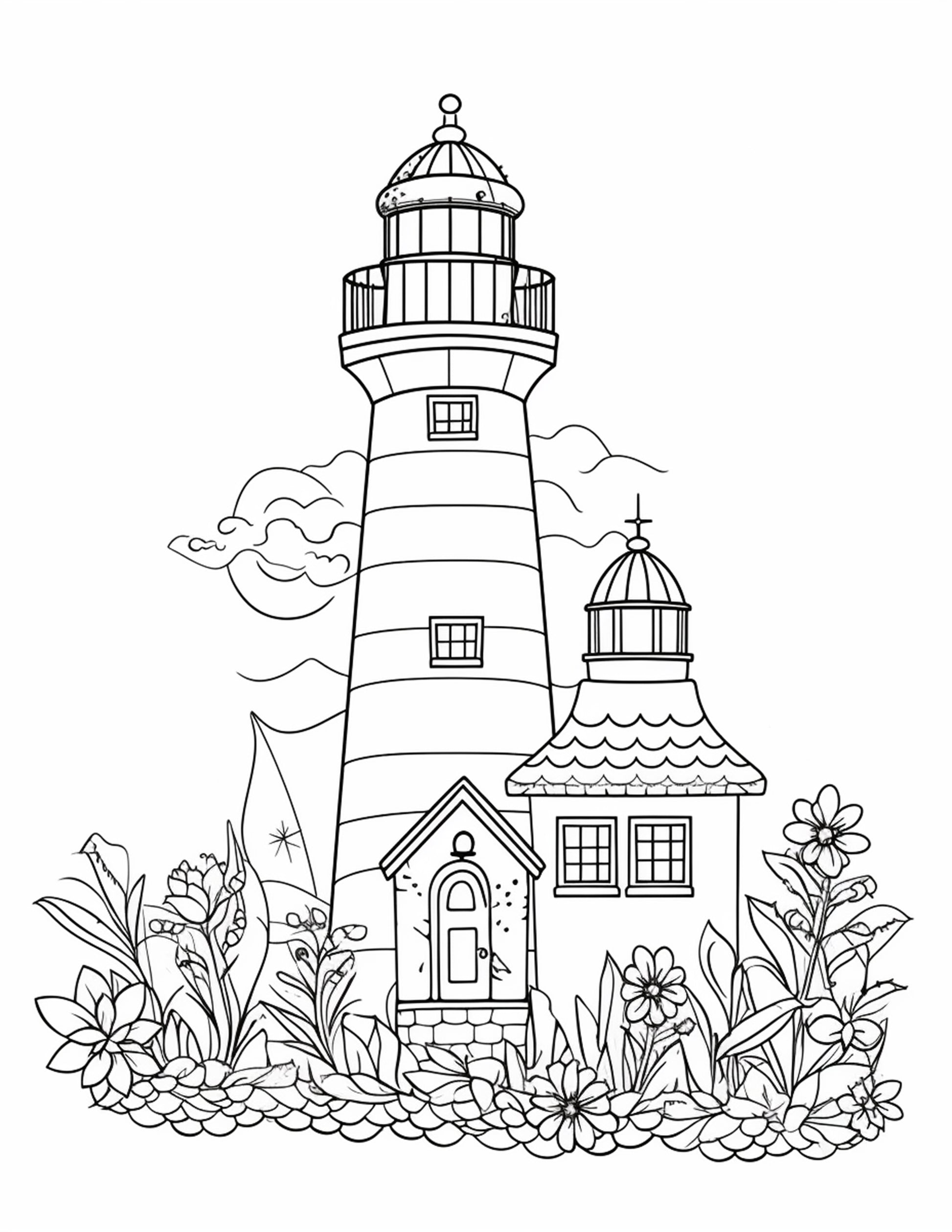 Printable lighthouse scene coloring pages for adults printable pd â coloring